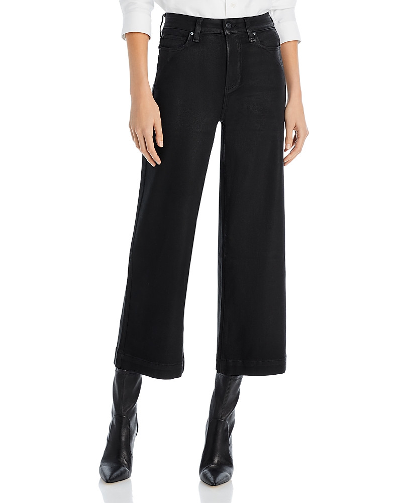 Paige Anessa High Rise Wide Leg Ankle Jeans in Black Luxe Coated | Bloomingdale's (US)