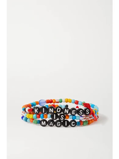 Roxanne Assoulin - Kindness Is Magic Set Of Three Enamel Bracelets - Black | NET-A-PORTER (US)