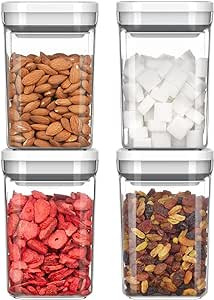 MR.SIGA 4 Pack Airtight Food Storage Container Set, BPA Free Kitchen Pantry Organization Canister... | Amazon (US)