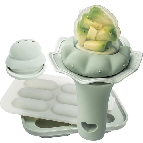 Moonkie Baby Fruit Feeder with Freezer Tray, BPA Free Silicone Food Feeder for Infant Self Feeding, Breastmilk Popsicle Molds, Mesh Feeder with Two Pouches, Baby Shower Gifts 4 Months+, 1 Pack | Amazon (US)