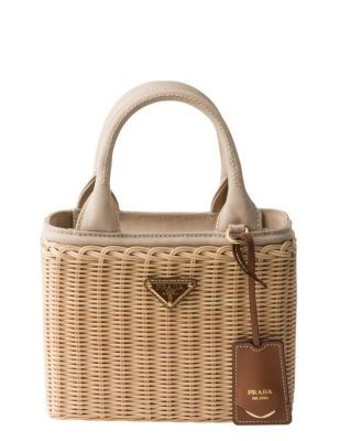 Prada Small Wicker and Canvas Tote Bag | Bloomingdale's Handbags | Bloomingdale's (US)