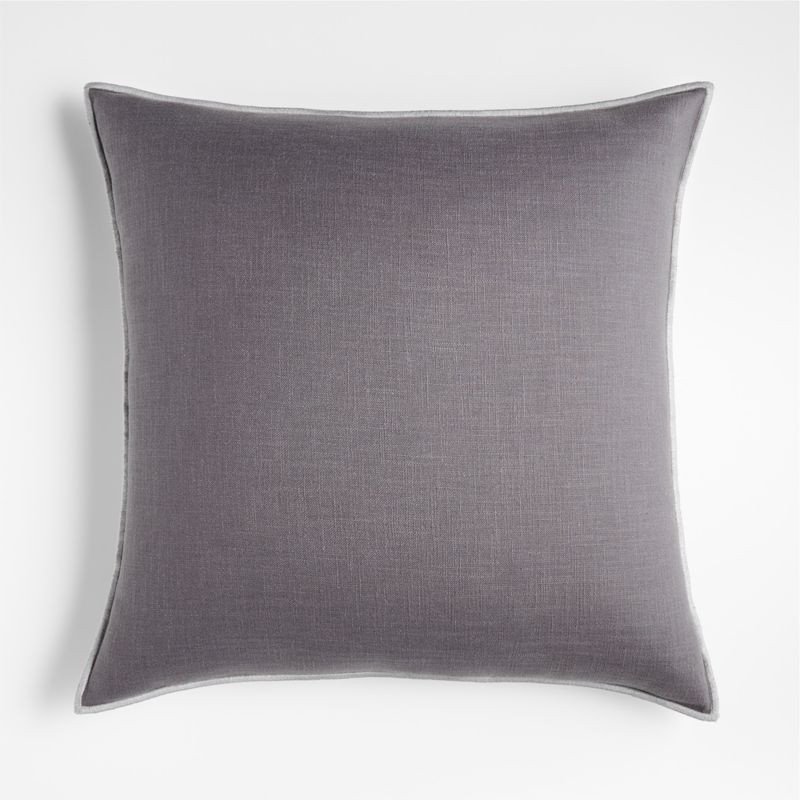 Grey 23" Merrow Stitch Cotton Pillow with Down-Alternative Insert | Crate & Barrel | Crate & Barrel