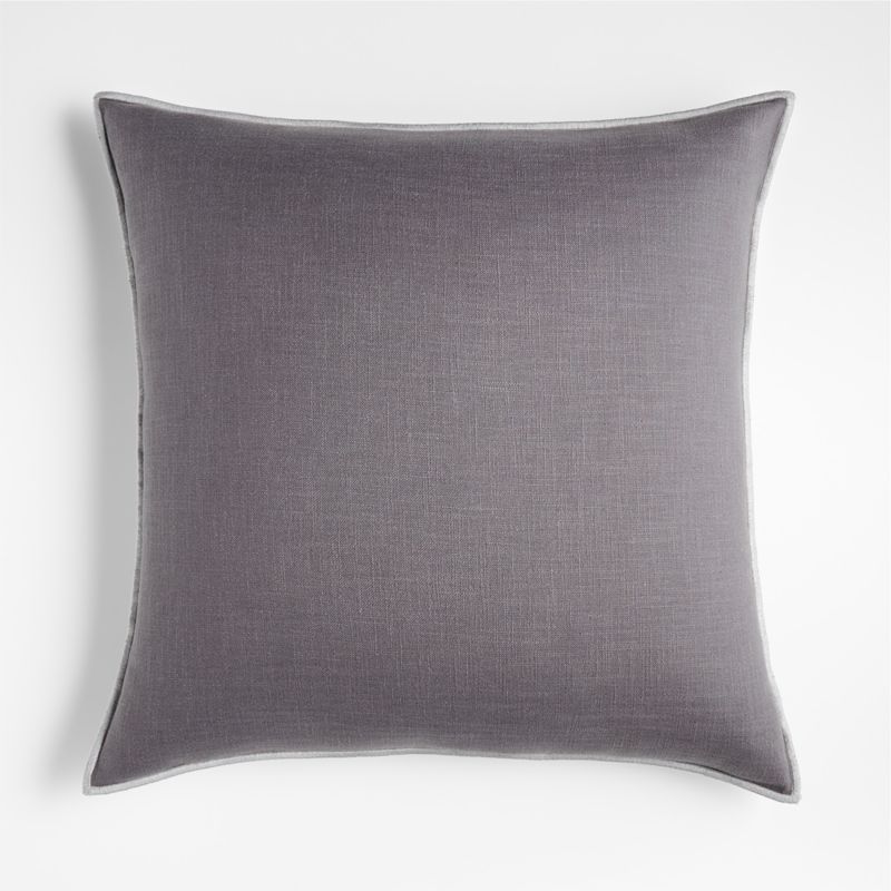Grey 23"x23" Merrow Stitch Organic Cotton Throw Pillow with Feather Insert + Reviews | Crate & Ba... | Crate & Barrel