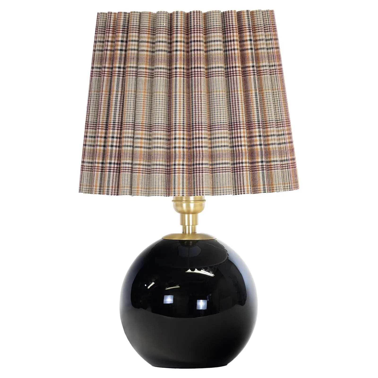 Giorgio Pleated Plaid Shade Black Glass Mini Table Lamp | Kathy Kuo Home