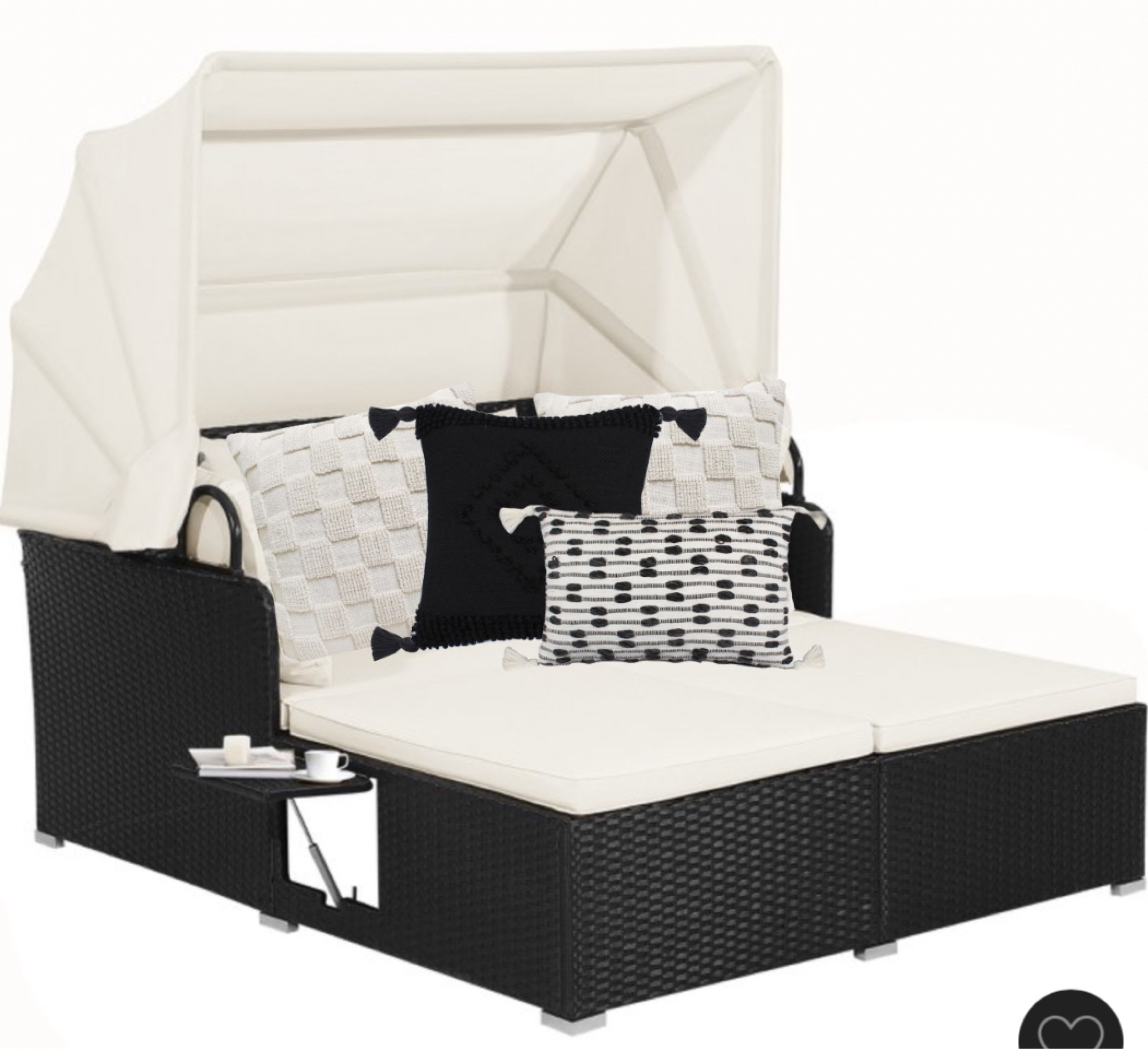 Just ordered this cozy outdoor daybed with adorable checkered and tasseled black and white outdoor pillows ! The perfect spot for a good book this summer 🙌🏼

#LTKSeasonal #LTKfamily #LTKfindsunder100