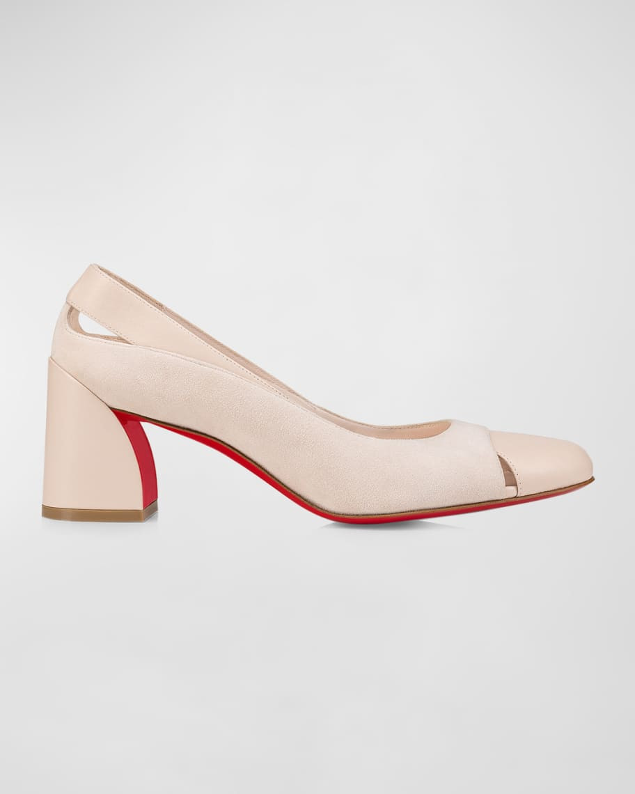 Christian Louboutin Miss Duvette Mixed Leather Red Sole Pumps | Neiman Marcus