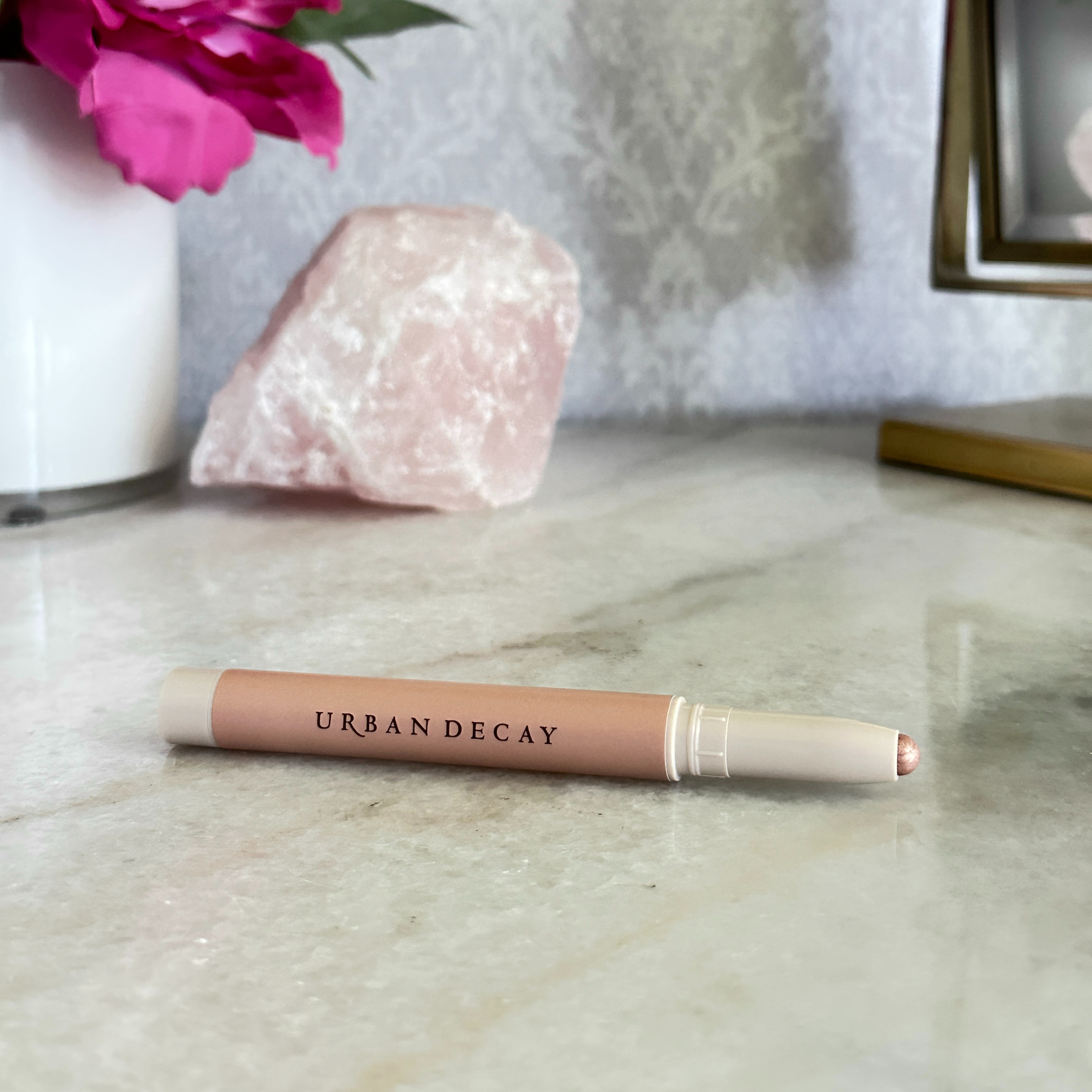 #ad 
This is seriously the easiest eye look ever.  Swipe over the lid, blend with a fingertip, and you are done.  30 seconds max.  This peachy shade is Peach Bum, but all of the Urban Decay Naked Eyeshadow Sticks are 50% off today at @ULTABeauty!
#ULTA #ULTABeauty 

 #LTKSaleAlert #LTKFindsUnder50 #LTKBeauty