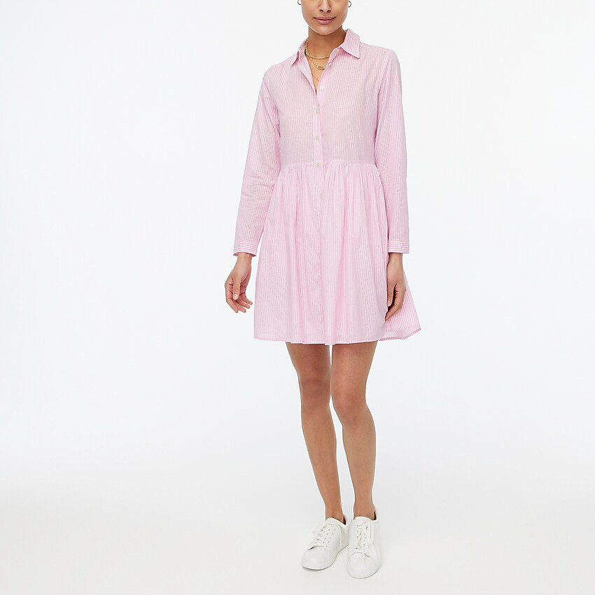 Striped cotton mini shirtdress | J.Crew Factory