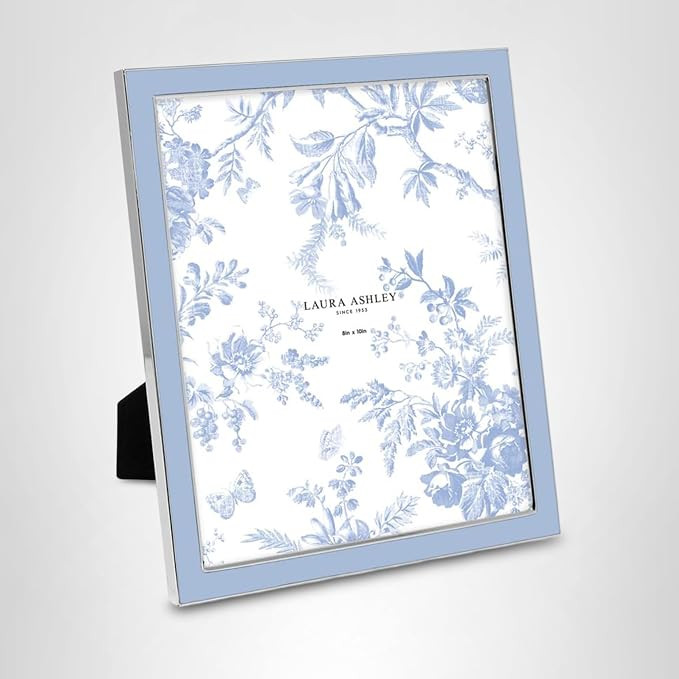 Laura Ashley 4x6 Cashmere Blue Enamel Picture Frame, Silver Metal Edge with Easel, for Countertop... | Amazon (US)
