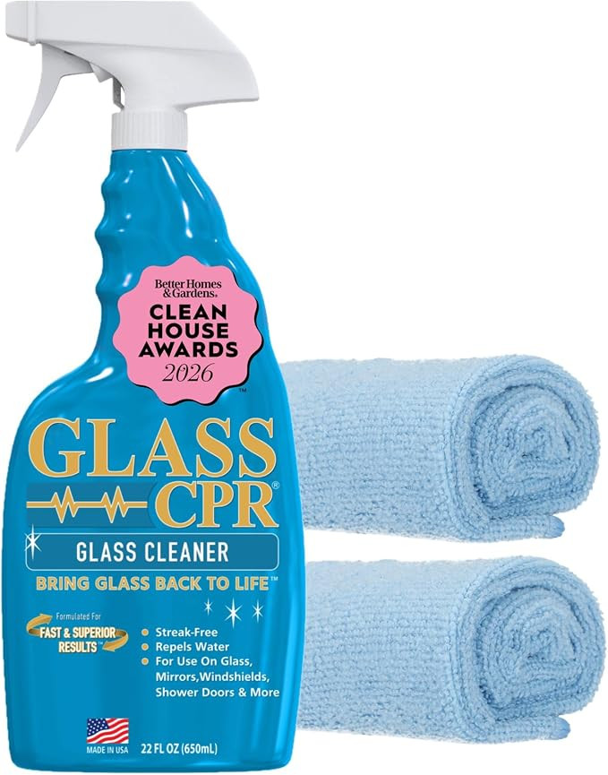 Glass CPR 2-in-1 Glass Cleaner and Water Repellent, 22 oz Spray plus 2 Microfiber Applicator Towe... | Amazon (US)