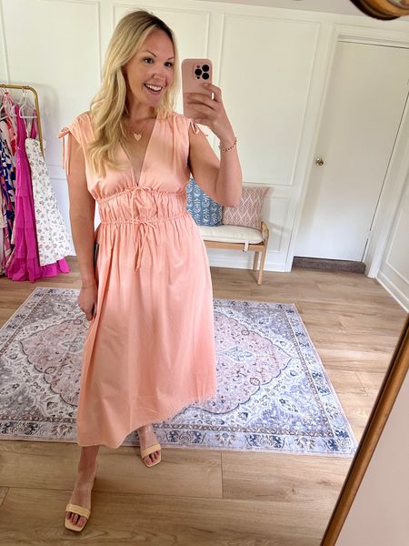 Lots of pretty feminine details on this dress - it’s definitely a keeper! It’s also stretchy, comfy, and lined with pockets. I’m wearing a med. summer outfit, date night, summer occasion dresss

#LTKMidsize #LTKParties #LTKStyleTip