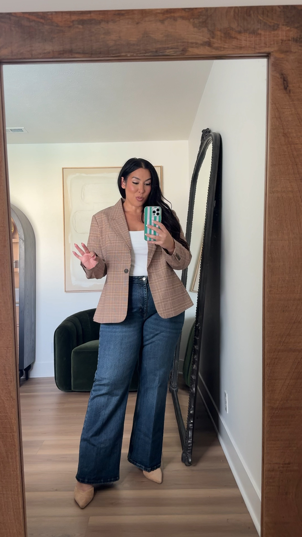 Walmart is killing it, love these flare jeans so much! Quality is so good! Wearing a xl in the blazer, 16 in the denim! walmart, walmart fashion, curvy, midsize, flare jeans 

 #LTKSeasonal #LTKMidsize