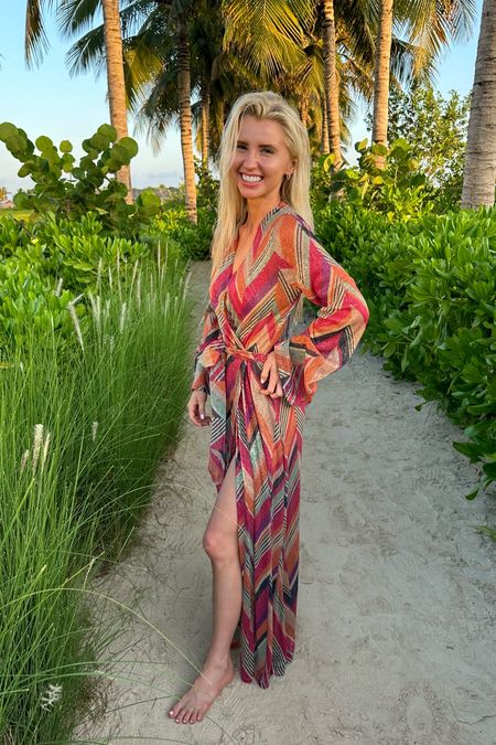 Wearing Devon Windsor on the beach! Love that this swimsuit can so easily become a nice dress for dinner with the robe wrap! So elegant! 

#LTKTravel #LTKSwim