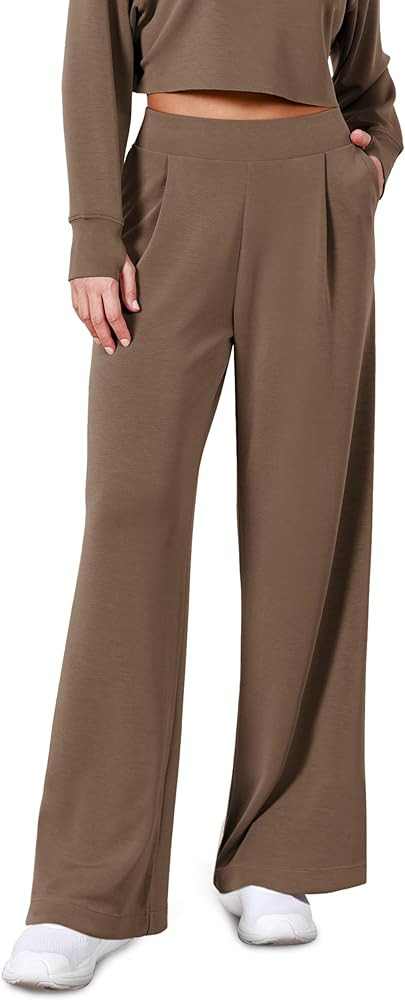 ODODOS Modal Soft Wide Leg Pants for Women High Waist Casual Relaxed Pants with Pockets-27/29"/ 3... | Amazon (US)