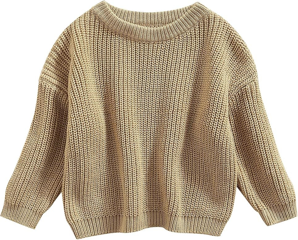 Toddler Baby Girl Boys Sweater Round Neck Long Sleeve Candy Color Knitted Pullover Tops Autumn Wi... | Amazon (US)
