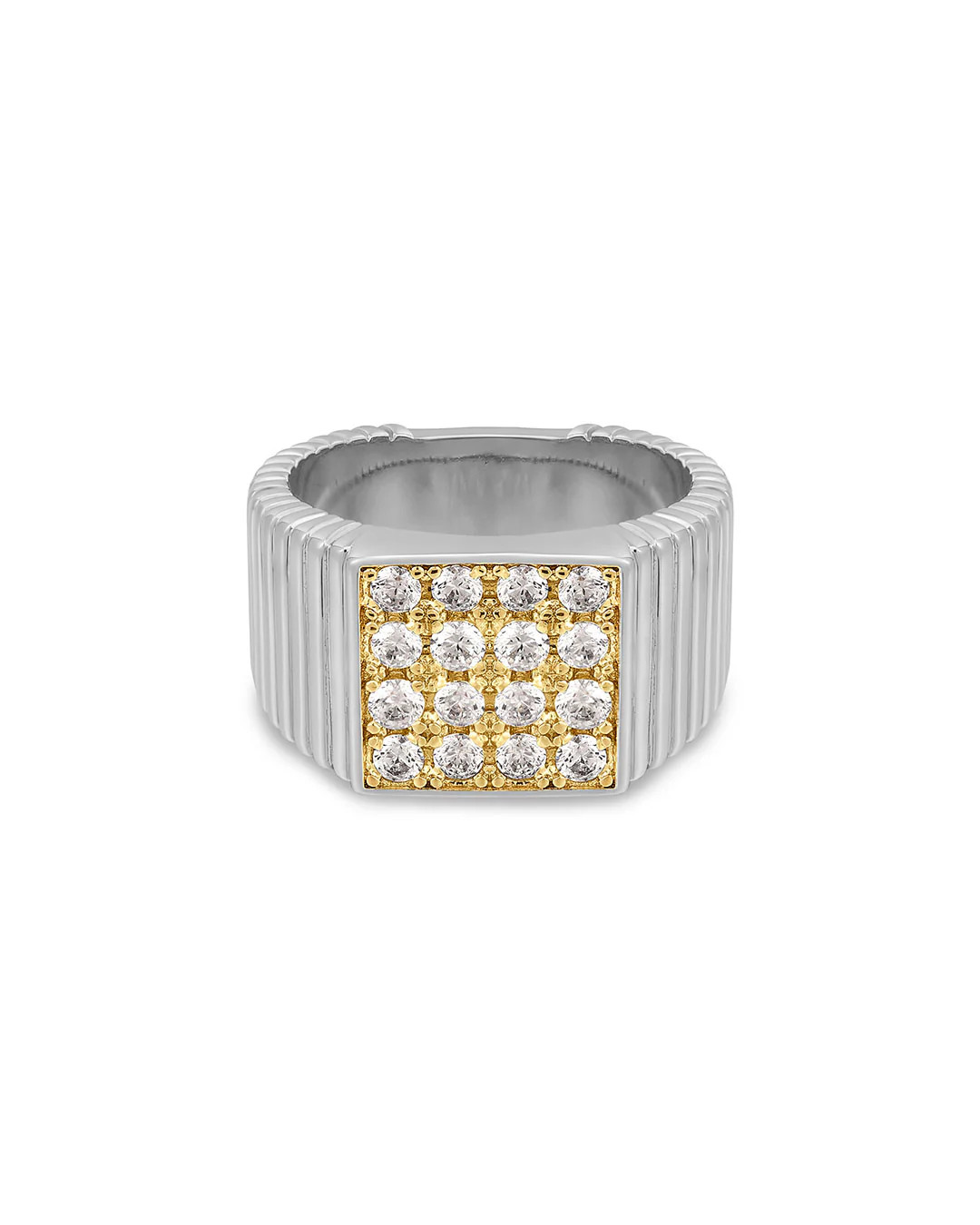 The Pave Square Signet Ring | Luv Aj Inc.