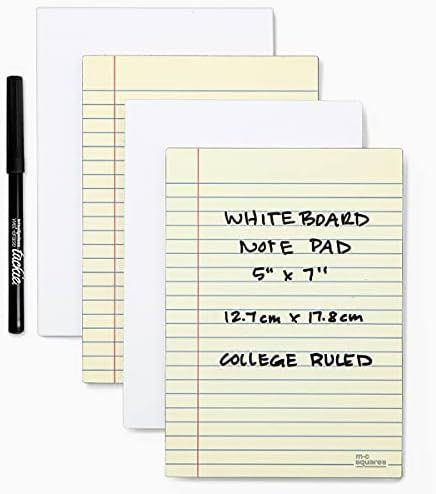 M.C. Squares Dry-Erase Jr. Legal Pads - 5 x 7 Inch, Junior 4-Pack - One Side Lined Canary Erasable N | Amazon (US)