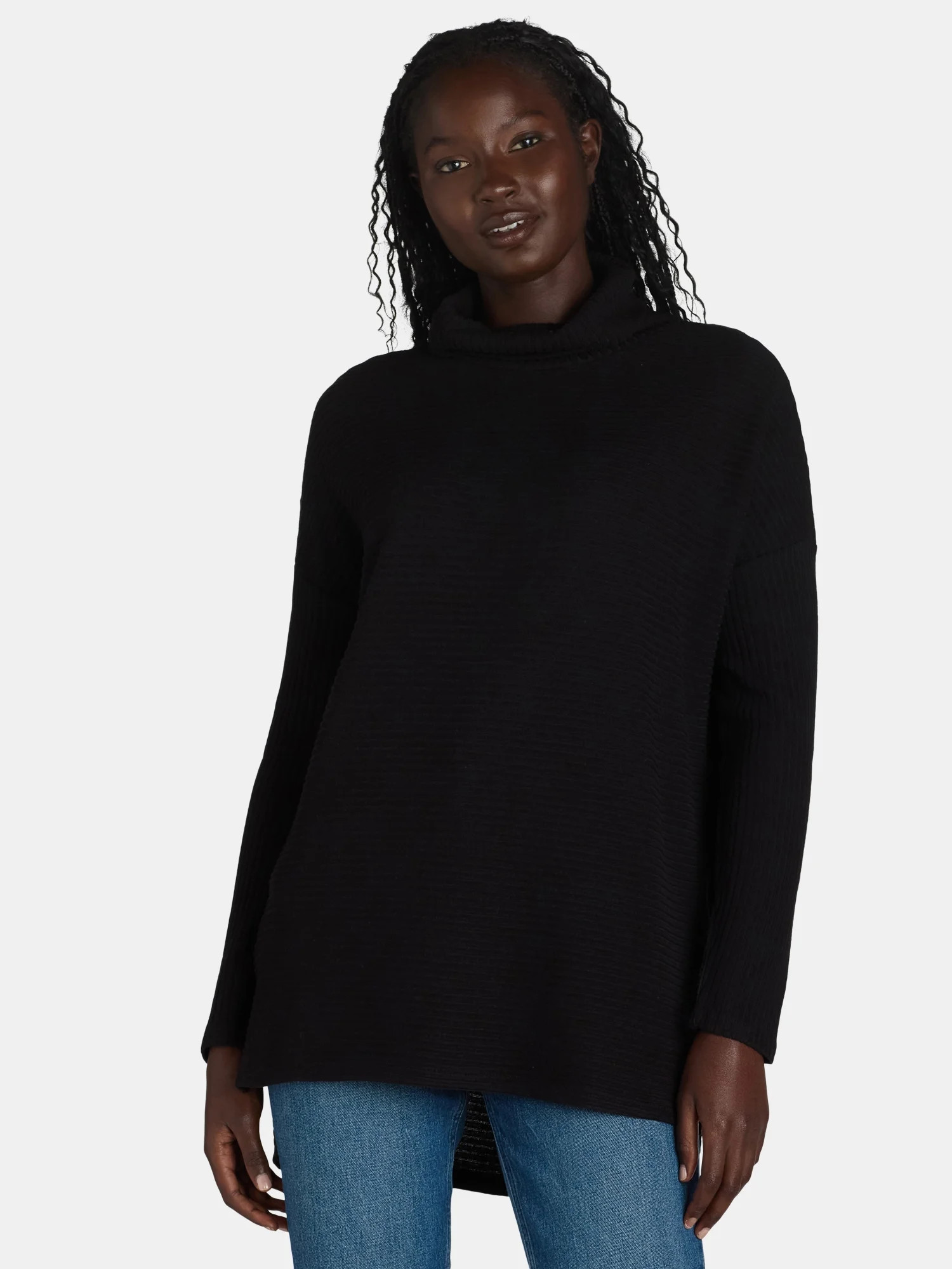 Time and Tru Women's Rib Roll Neck Tunic, Size S-XXXL | Walmart (US)