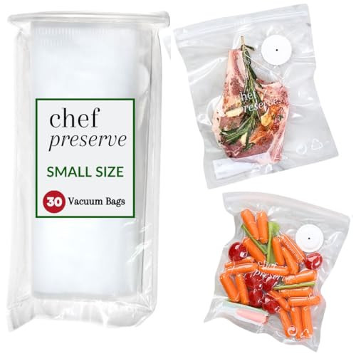 Chef Preserve Reusable Vacuum Sealer Bags for Food – 30 BPA-Free Small (8 x 10 in) Food Storage Bags, Freezer, Microwave – Odor-Resistant, Leak-Proof – Compatible with Chef Preserve Vacuum Sealers | Amazon (US)