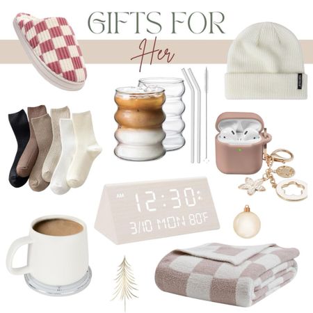 Gift guide for her, gift guide for the new mom, gift guide for mom, gift guide for teen girl, gift  guide for wife, cozy gifts, Christmas gift guide  for her, checkered blanket, AirPods case, alarm clock, coffee mug, iced coffee  glass, beanie, winter accessories, stocking stuffers for her, socks, slippers for women 

#LTKSeasonal #LTKGiftGuide #LTKHoliday