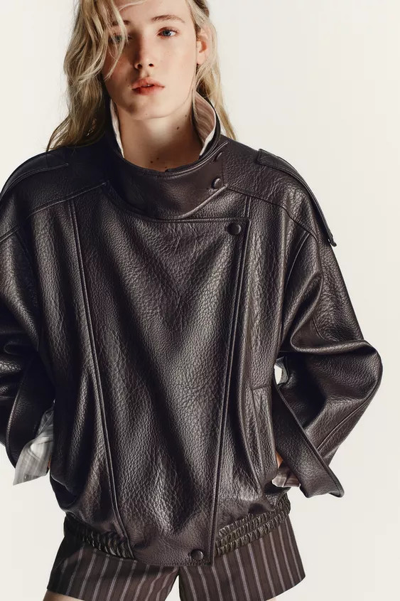 LEATHER EFFECT BIKER JACKET | Zara US