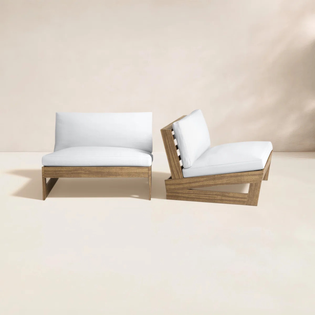 Louise Acacia Outdoor Armless Lounge Chair (Set of 2) | Wayfair North America