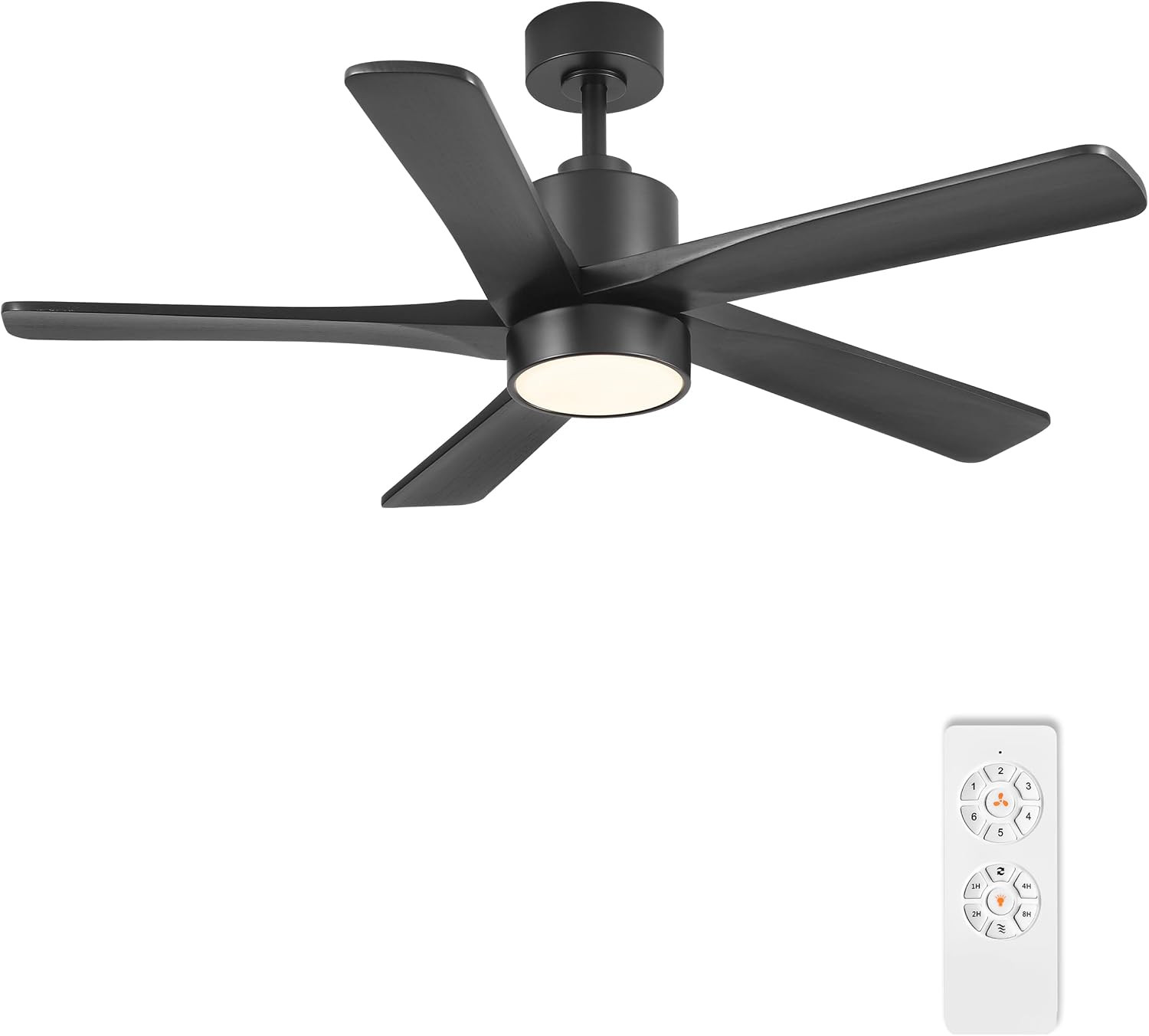 WINGBO 48 Inch DC Ceiling Fan with Lights and Remote Control, 5 Carved Solid Wood Blades, 6-Speed... | Amazon (US)
