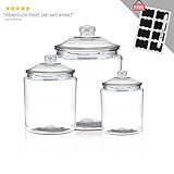 Anchor Hocking Heritage Hill Glass Jar Set with Lids | Clear Storage Container Canisters for Cookie, | Amazon (US)