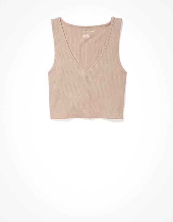 AE Wide-Strap V-Neck Crop Top | American Eagle Outfitters (US & CA)