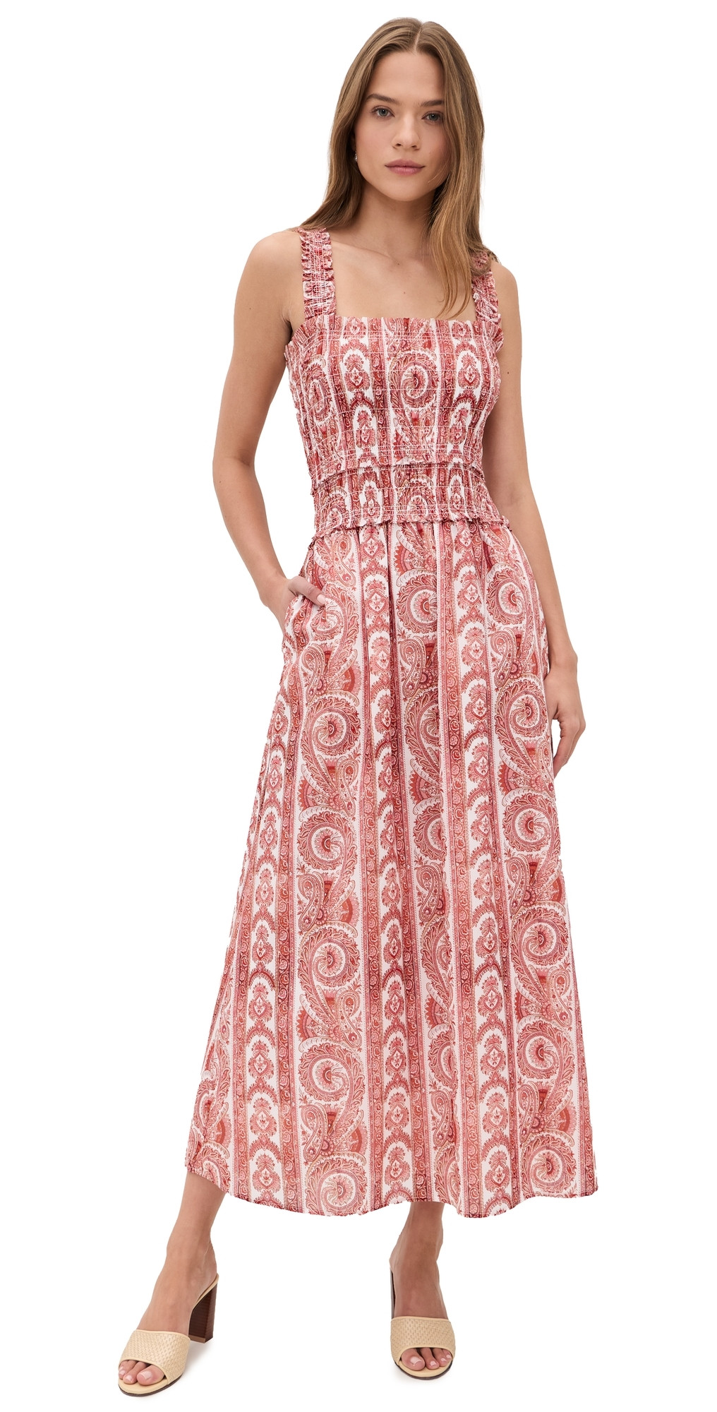 Hill House Home The Azalea Maxi Nap Dress Corsica Paisley Coral XXL | Shopbop