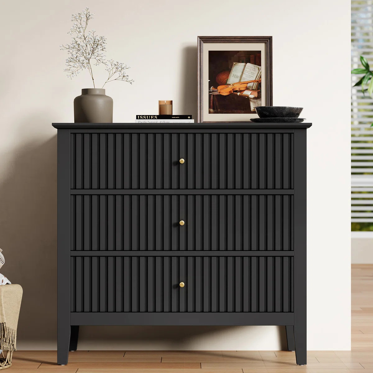 Amberrae Large 3 Drawer Dresser, Wide Chest of Drawers | Wayfair North America