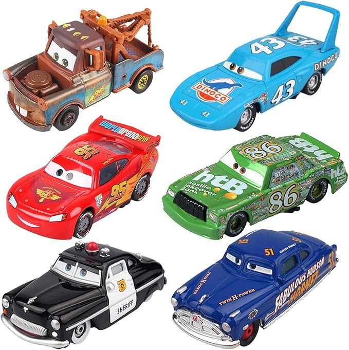 6 PCS Toys Car 2 3 Mater Chick Hicks The King Doc Hudson Sheriff Diecast Car Toy Set for Boy Kids... | Amazon (US)