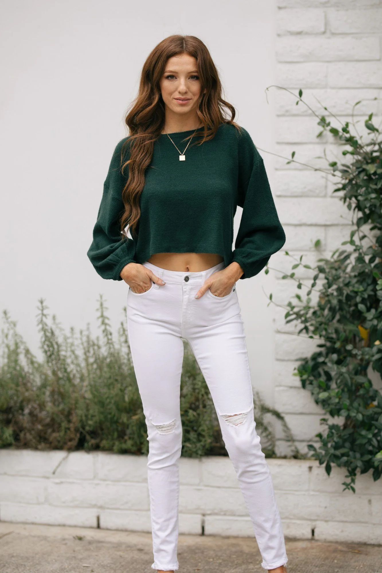 Agatha Puff Sleeve Cropped Sweater | Morning Lavender