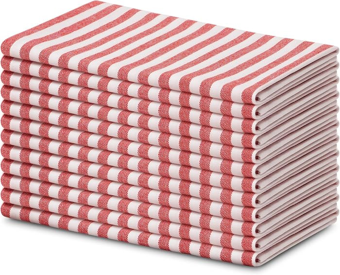 Blue Needles Set of 12 Striped Cloth Napkins 100% Cotton Dinner Table Napkins 18x18 inches, Soft,... | Amazon (US)