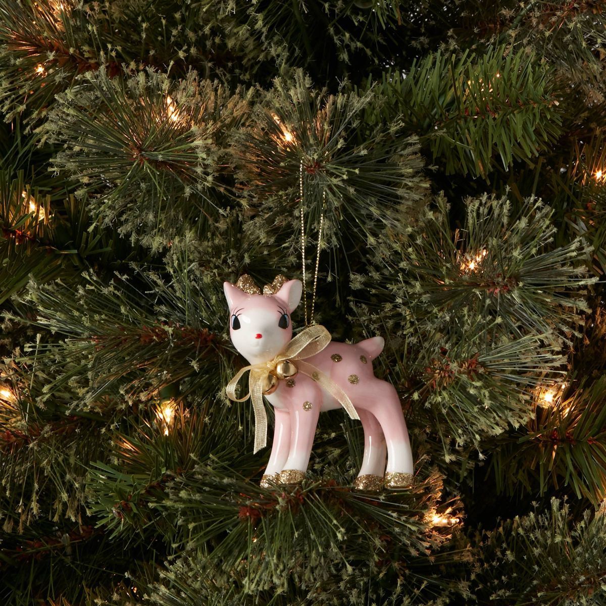 Retro Deer Christmas Tree Ornament Pink/Gold - Wondershop™ | Target