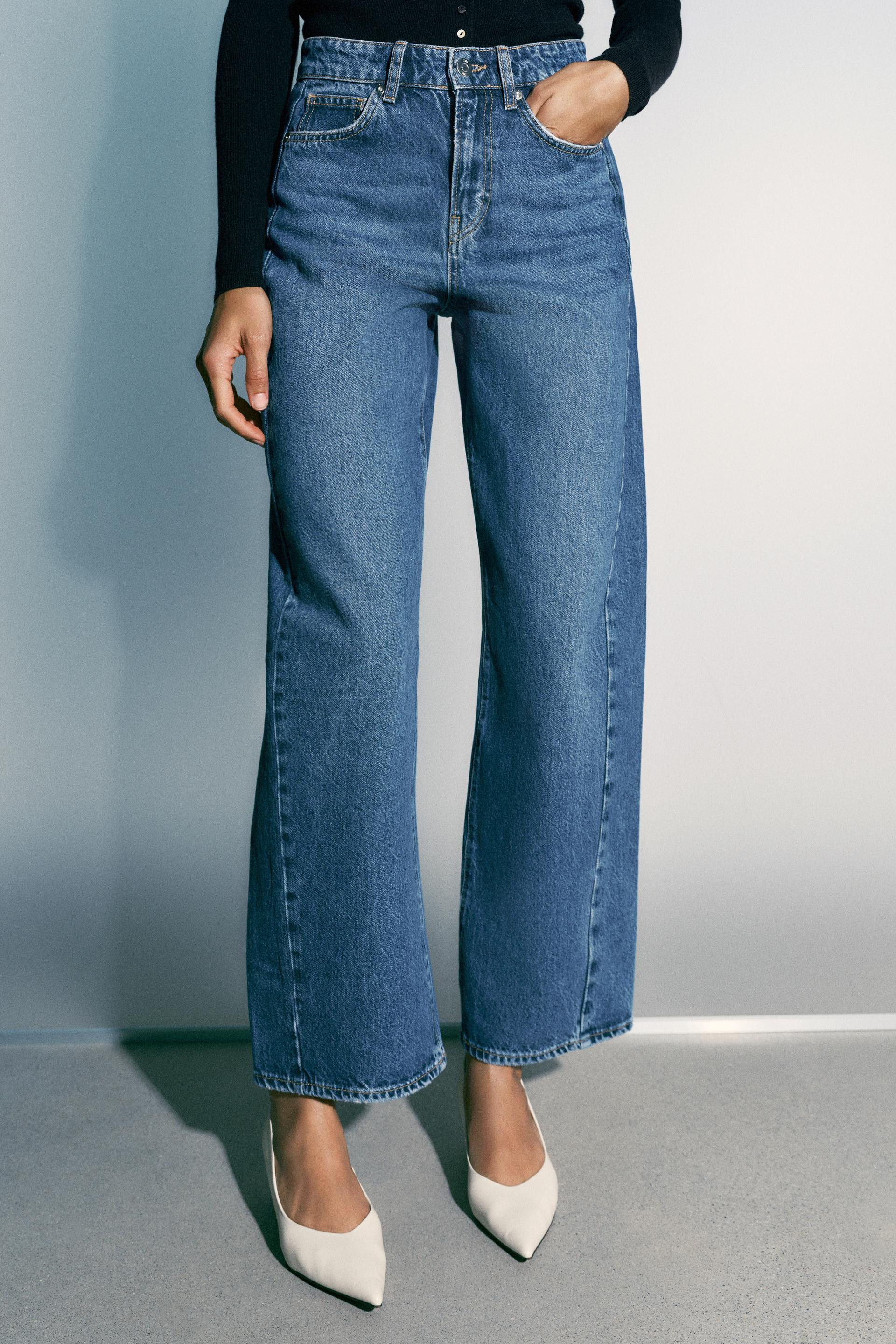 Zara - Z1975 High Rise Barrel Jeans - Light Blue - 30 (Us 10) - Woman | Zara US