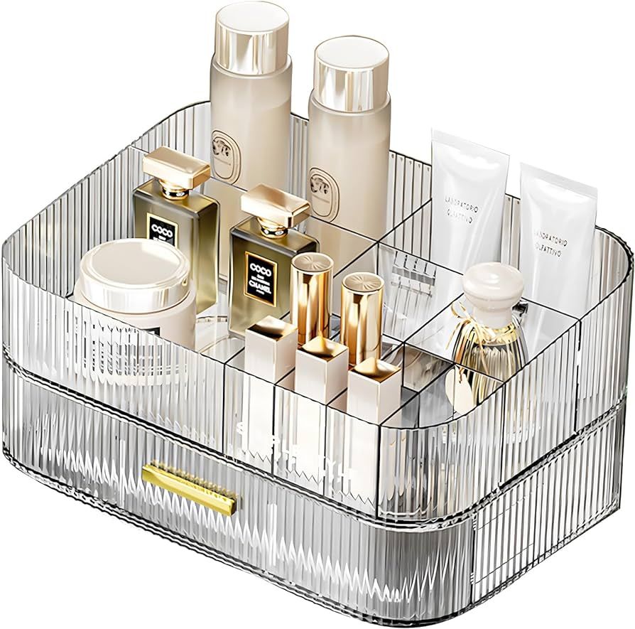 OSteed Clear Makeup Organizer Countertop Tray & Drawer for Vanity, Cosmetic Drawer Organizer for ... | Amazon (US)