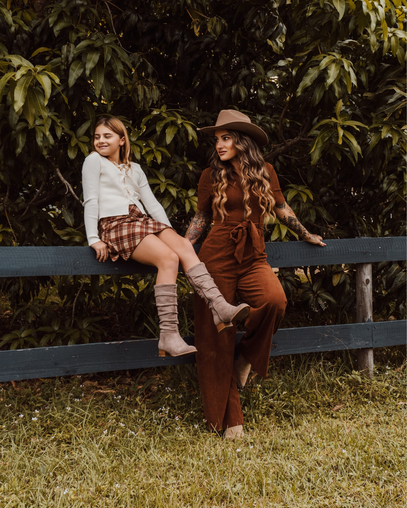 Fall photos - and I’m obsessed with this jumpsuit!! I’m linking both of our outfits. The perfect fall jumpsuit, plaid skirt, and fall knee- high boots.

#FallFashion #FallOutfits 

#LTKootd #LTKmomlife