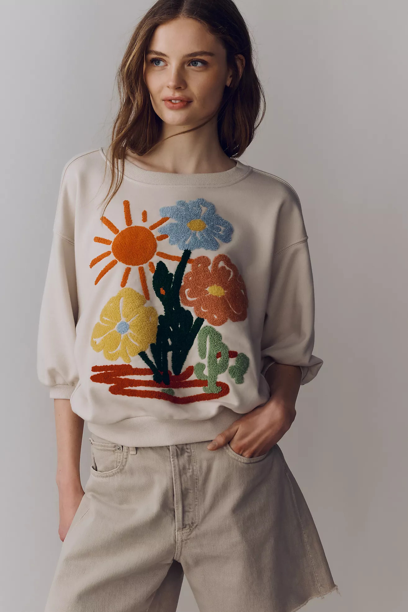 Niki Bubble Embroidered Pullover by Pilcro | Anthropologie (US)