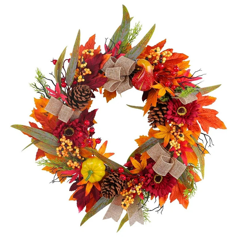 Wadada Decoración de Otoño, Coronas de Otoño para Puerta de Entrada, Corona de Bayas de Cono d... | Walmart (US)