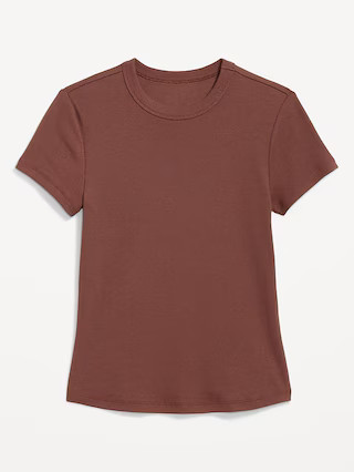 Fitted Rib-Knit Cropped T-Shirt for Women | Old Navy (US)