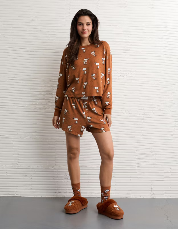 AE Luxe Plush Snoopy Halloween PJ Set | American Eagle Outfitters (US & CA)