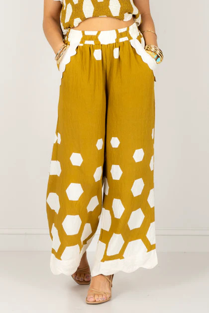 Tied To Charm Golden Yellow Wide Leg Pant | The Willow Tree