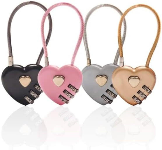 4 Pcs Heart Padlock Small Metal Heart Shaped Padlock Mini Code Lock for Jewelry Storage Box Diary... | Amazon (US)