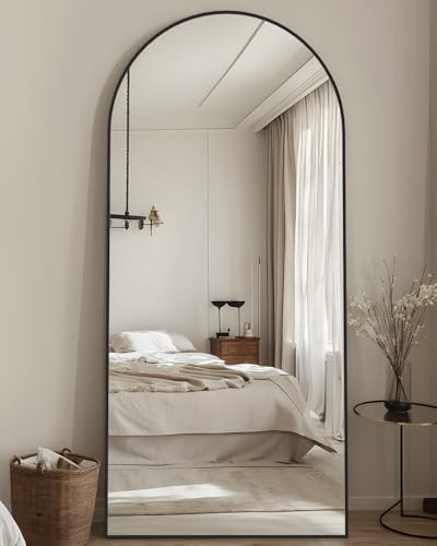 LadyNow Full Length Mirror, 57"x19" Arched Floor Mirror Freestanding, Floor Standing Full Body Mirror with Stand for Bedroom, Hanging Mounted for Living Room Cloakroom, Black | Amazon (US)