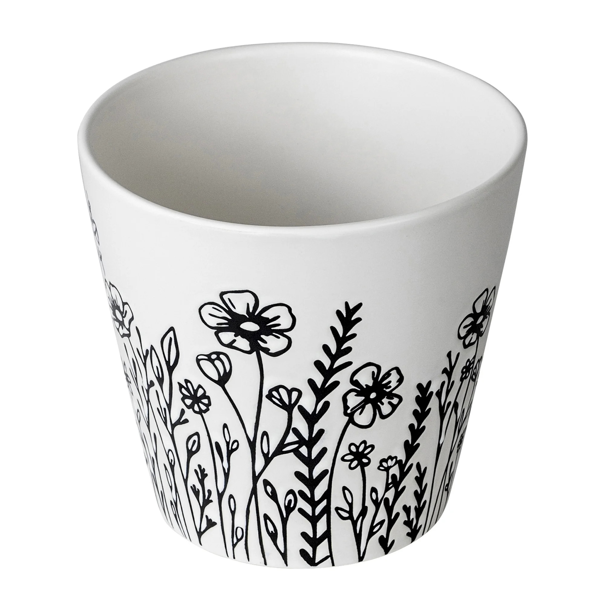 Mainstays 6" x 6" x 5.5" Round White Ceramic Wildflower Plant Planter | Walmart (US)
