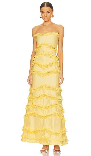 Reeve Gown in Golden Raffia | Revolve Clothing (Global)