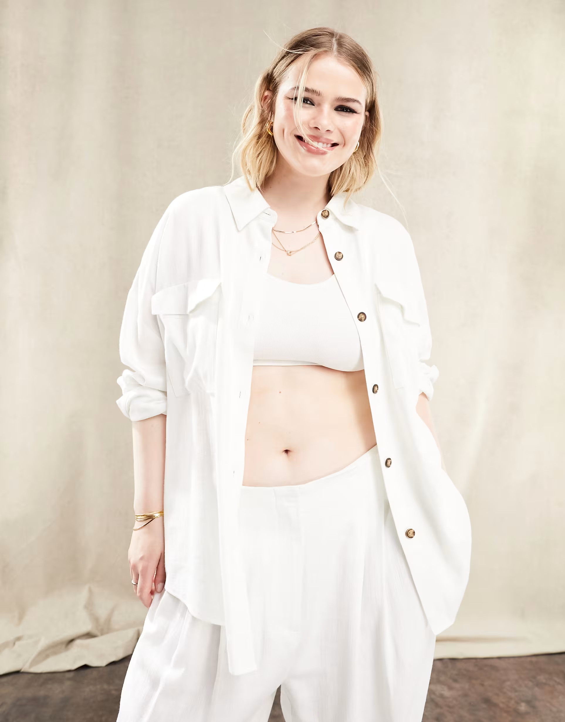 ASOS DESIGN Mix & Match linen co-ord in white | ASOS (Global)