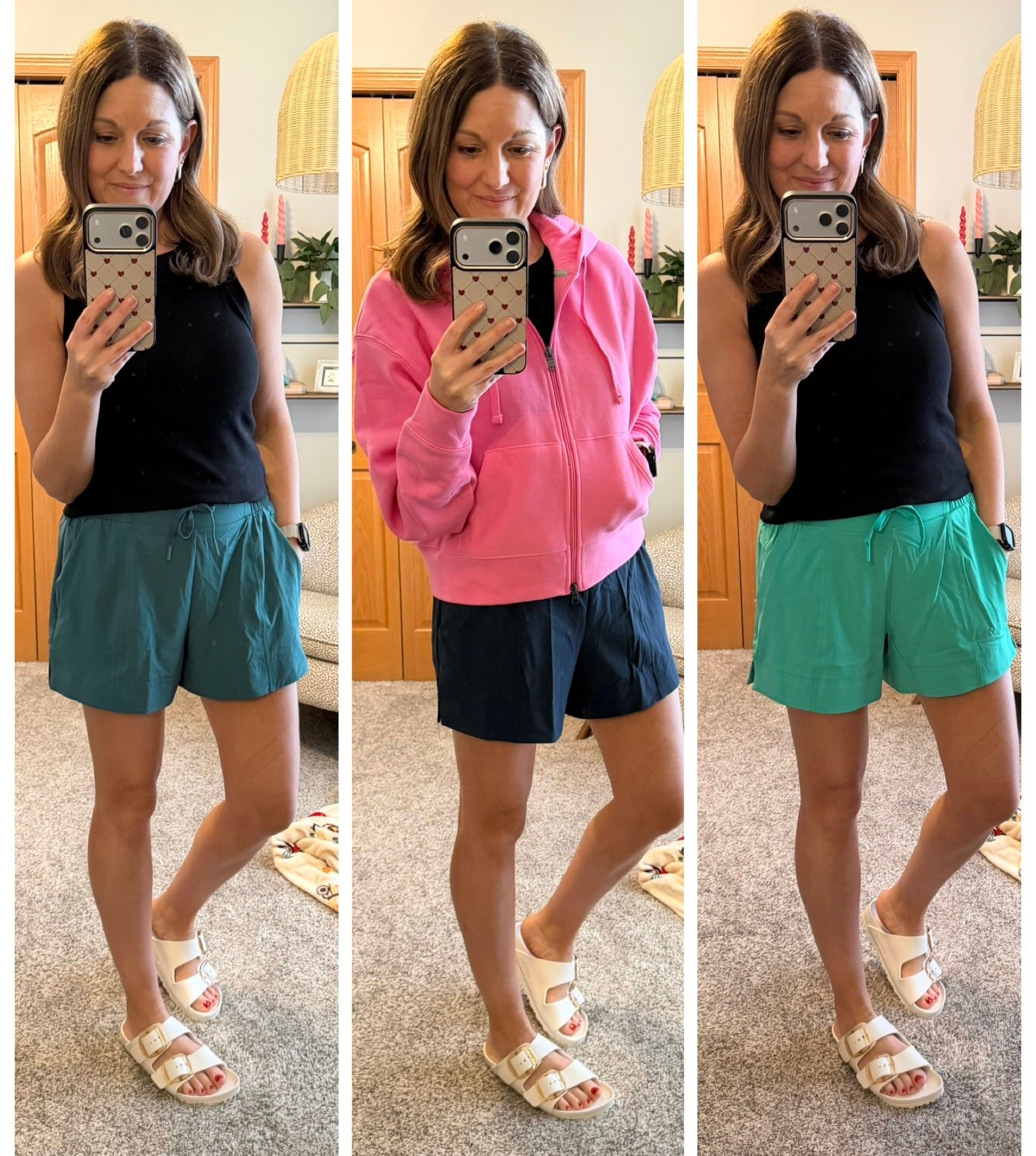 4 inch inseam 🎯 shorts for the win! They come in 6 color options. A must have for the summer! 

Fit tips
Shorts (tts, in size S)
Tank (sized up one to M) 
Hoodie (tts, in size S) 
Sandals (tts) 


Target | Mom Shorts | Athleisure 

#LTKOver40 #LTKActive
