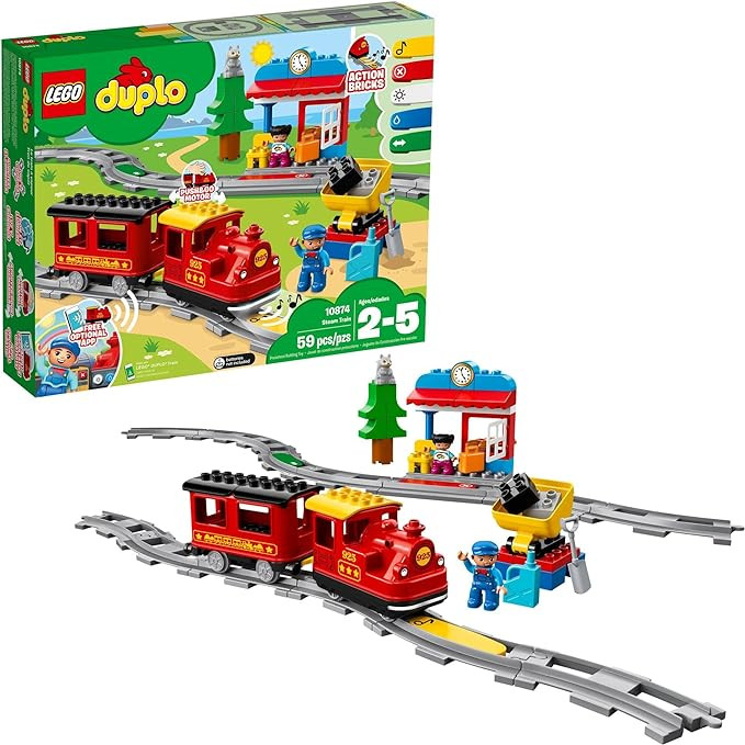 LEGO DUPLO Town Steam Train Set - Battery Powered Remote Control Train Toys for Toddlers - Learni... | Amazon (US)